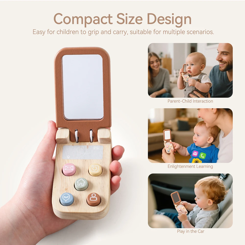 Mordedor de madera con forma de oso – Teléfono educativo para bebés - imagen 3