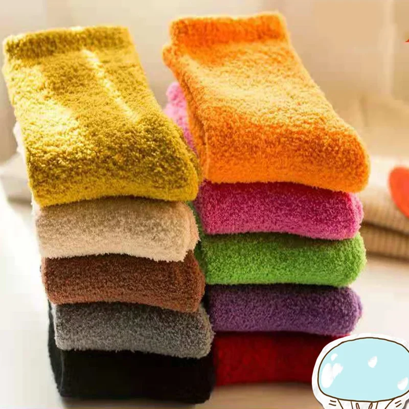 Calcetines gruesos de invierno algodón lana color coral para niños - imagen 3