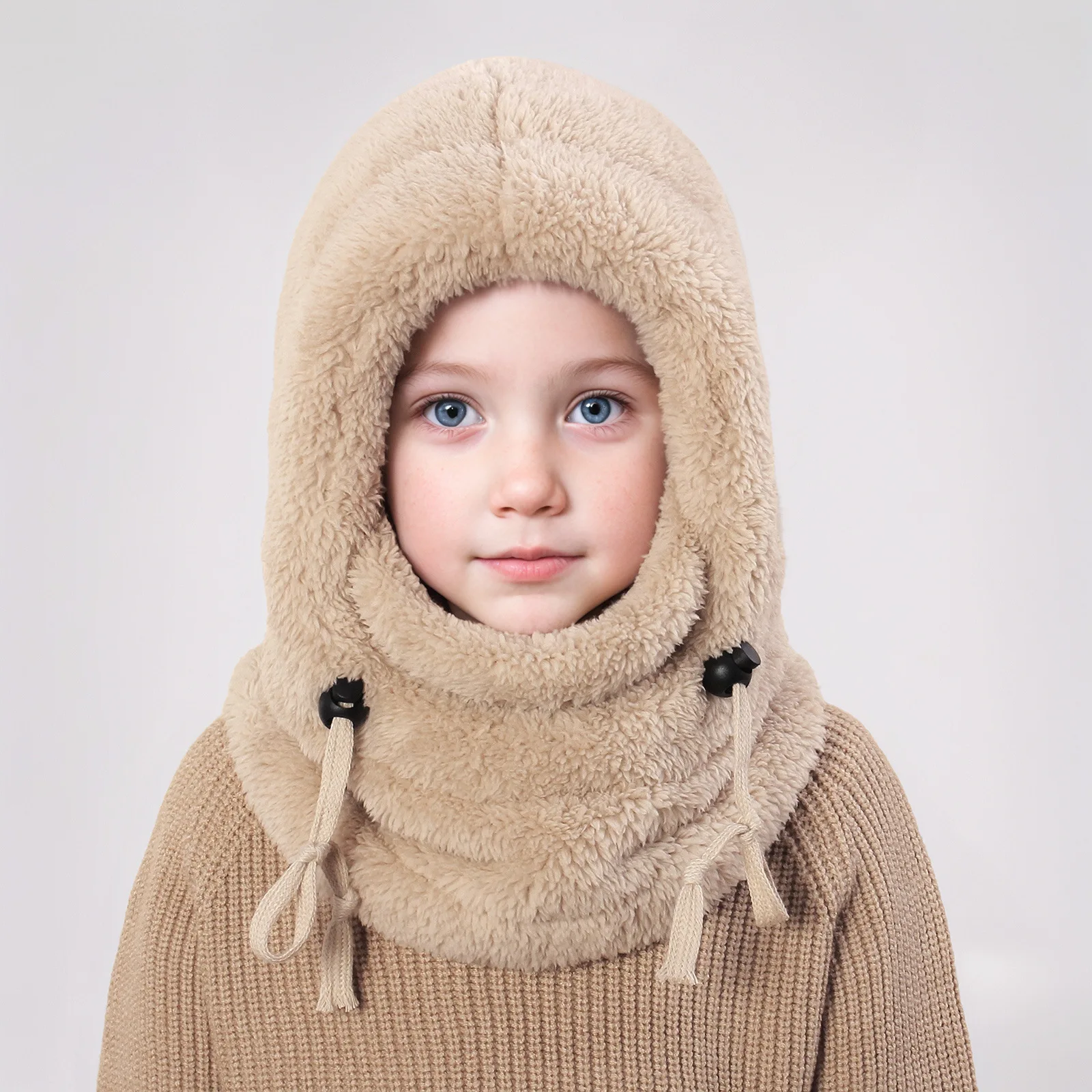 Gorro de felpa con máscara facial para niños – Protección invierno - imagen 3