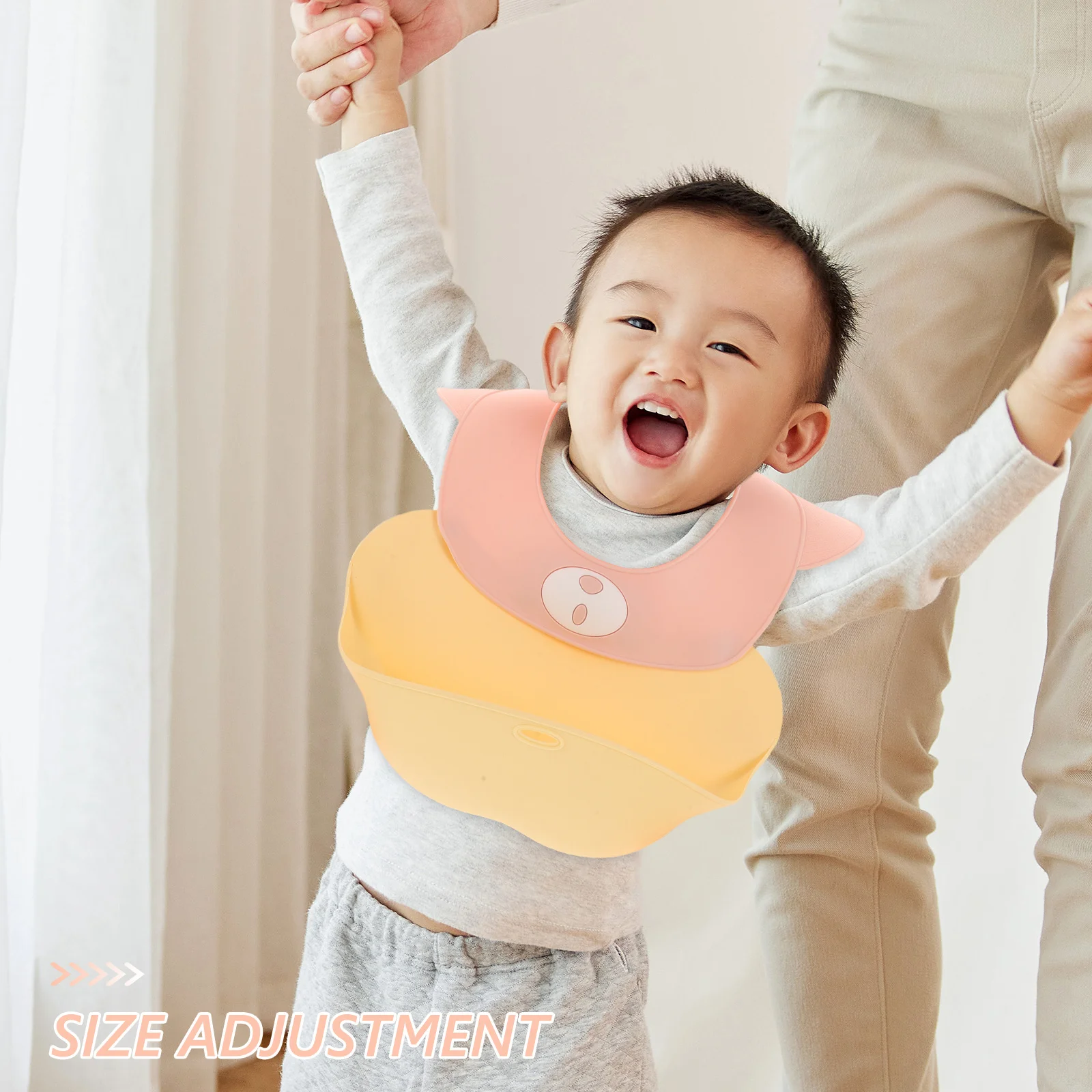 Babero de silicona para bebé, babero de alimentación suave e impermeable con cuello ajustable para bebés, niños y niñas, artículos esenciales para comer para bebés pequeños - imagen 2