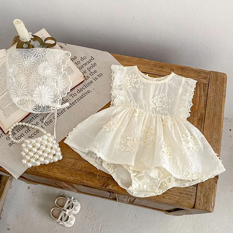 MILANCEL-Body de verano para bebé de 0 a 3 años, mono con flores bordadas, Adorable encaje suave de una pieza - imagen 3