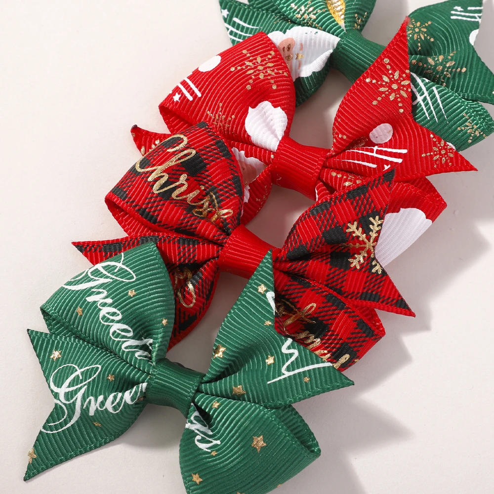 Conjunto de pinzas para el pelo de Navidad para niñas, 10/20 piezas, lazos de cinta de grogrén, horquilla con estampado de copos de nieve, accesorios para el cabello de vacaciones para niños - imagen 3