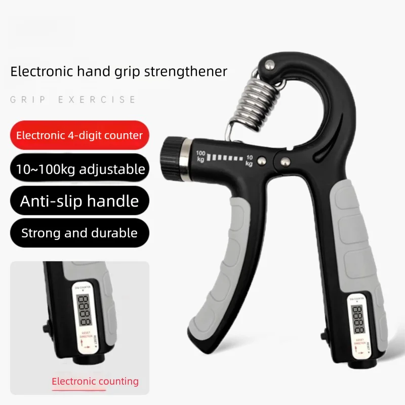 Fortalecedor de agarre de mano con conteo electrónico ajustable, entrenador de dedos, ejercitador de fuerza muscular de brazo, entrenador de mano para estudiantes adultos - imagen 5