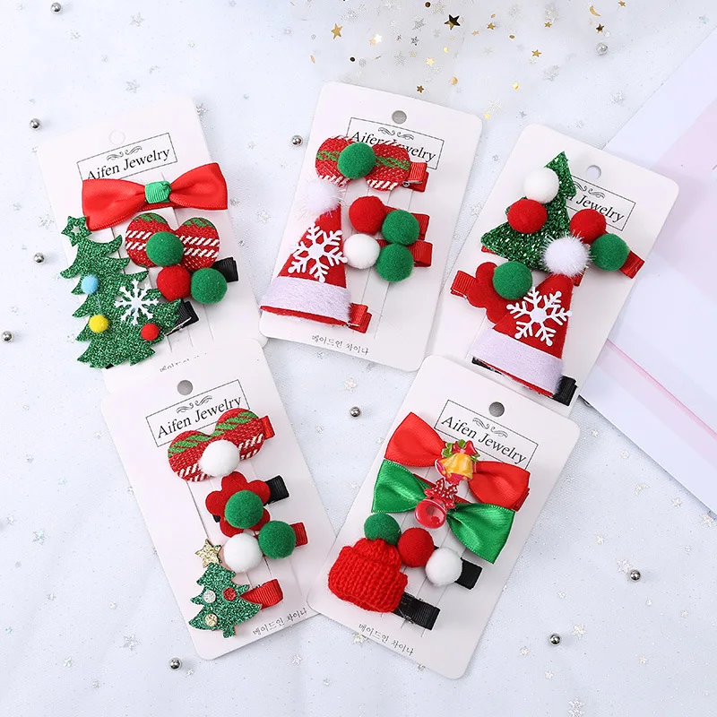 Horquillas Papá Noel – Pinzas de pelo navideñas para niña - imagen 3