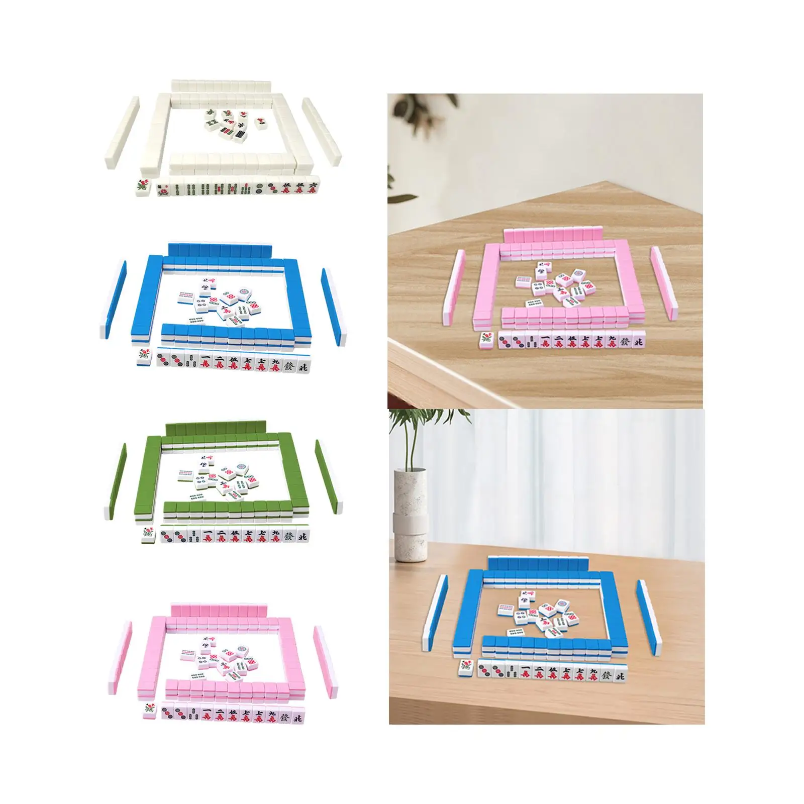 144Pcs Chinese Version Game Set Leisure Time Table Activities Supplies Mini Mahjong Tiles for Dormitory Travel Family Adults