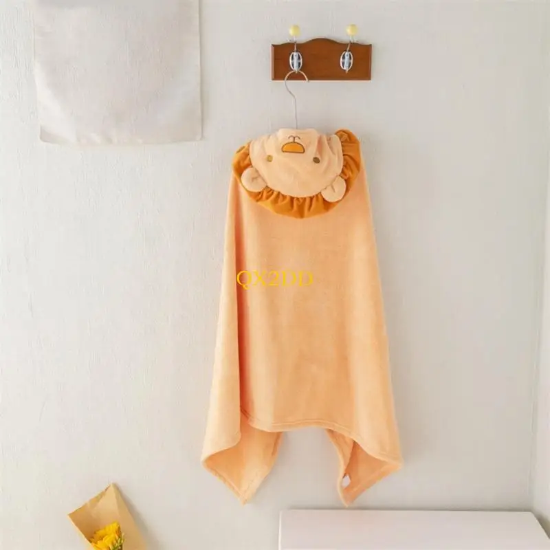 QX2D Toalla baño con capucha para recién nacido, toalla ducha suave y muy absorbente, albornoz con capucha dibujos para - imagen 2
