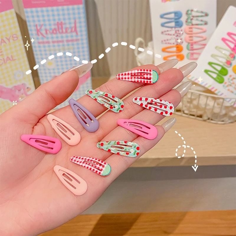 6/12 Uds. Clips laterales para el cabello con forma de gota de agua para niños, pasadores de aleación dulces para niñas, horquillas, accesorios para el cabello para niños - imagen 3