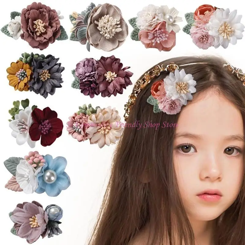 85AE 3 uds. Conjunto pinzas para cabello florales para niñas y niños, horquillas con Clip cocodrilo completamente y - imagen 5