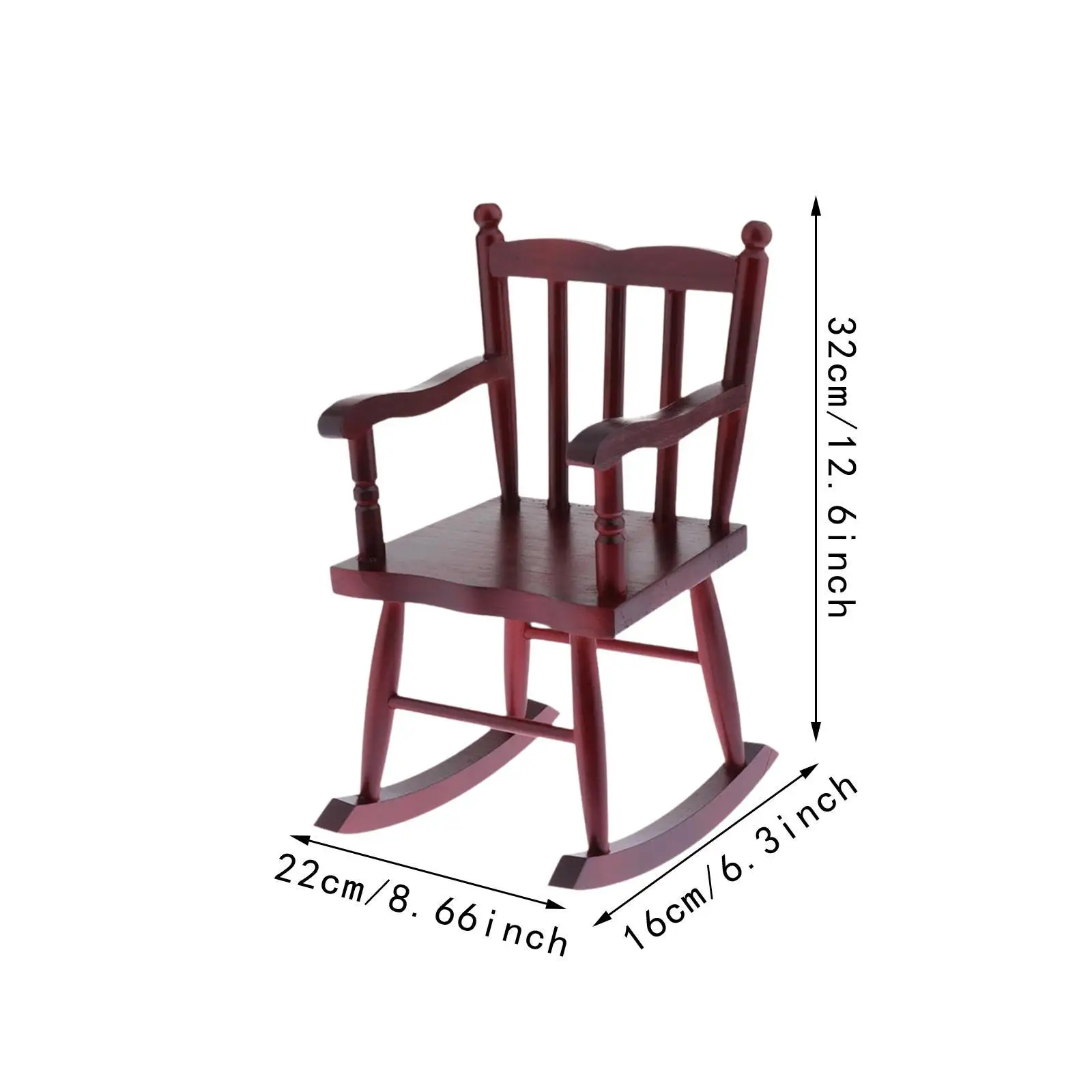 BJD Wooden Doll Furniture Miniature Wooden Doll Rocking Chair Decor