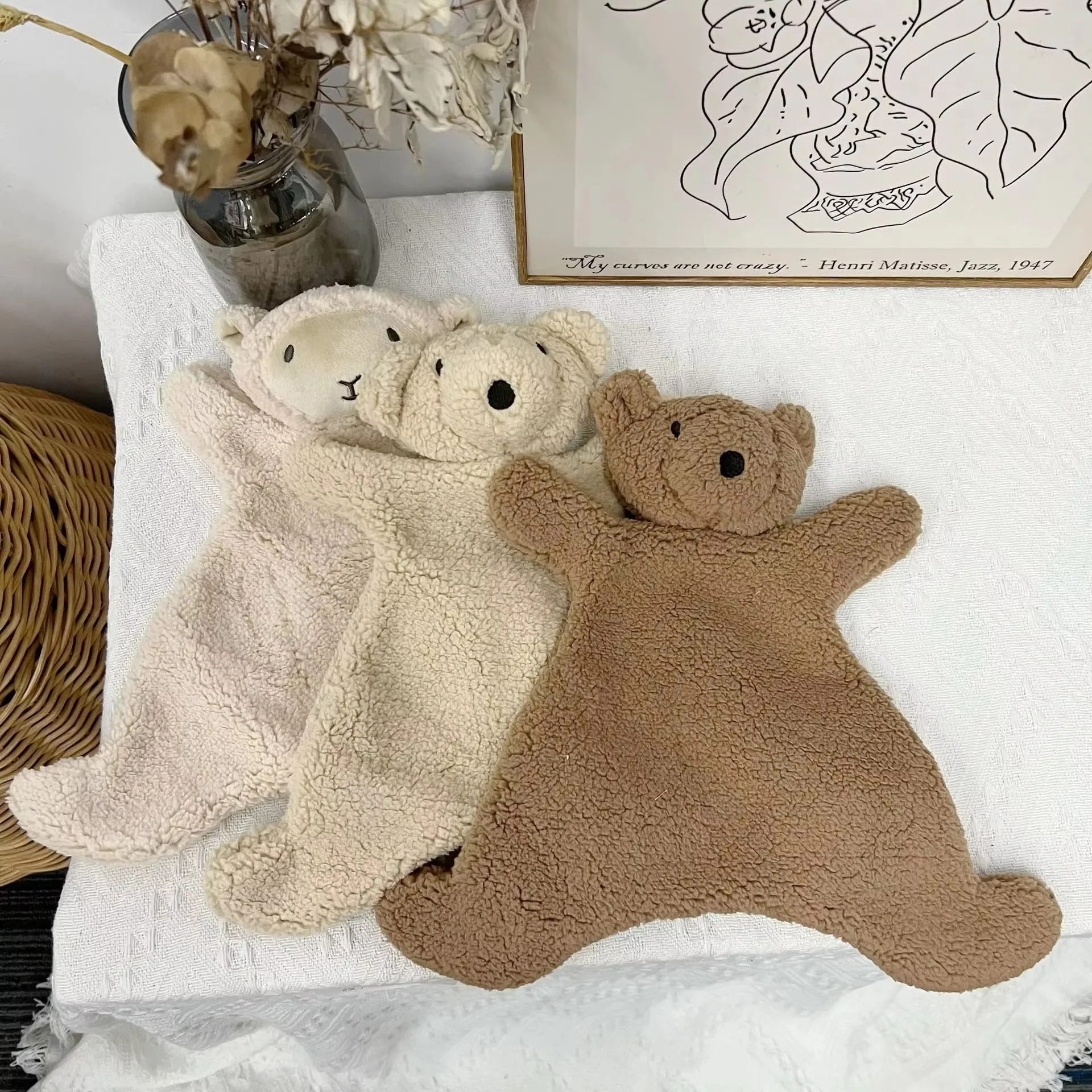 Lindo oso bebé comodidad toalla edredón manta suave recién nacido muñecas para dormir niños juguete para dormir calmar baberos de toalla - imagen 3