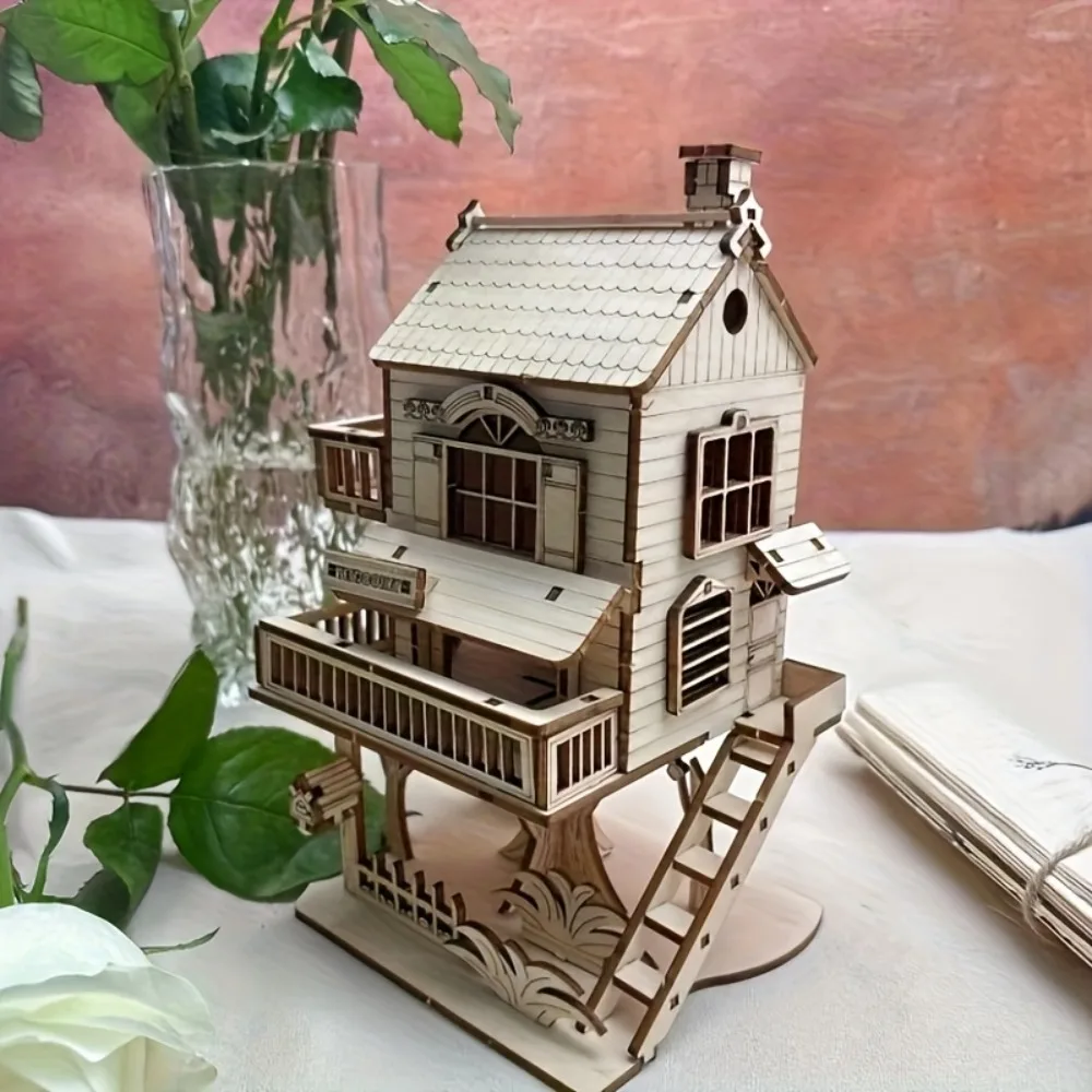 Casa de rompecabezas 3D, casa en el árbol, Villa, modelo, Kit DIY, casa de muñecas, modelo de construcción, artesanía, regalo de cumpleaños y Navidad para adultos y adolescentes - imagen 5