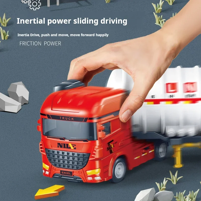Cisterna de aceite inercial para niños, vehículo de ingeniería de transporte, modelo de coche fundido a presión inercial, juguetes para niños, regalos, 1/50 - imagen 5