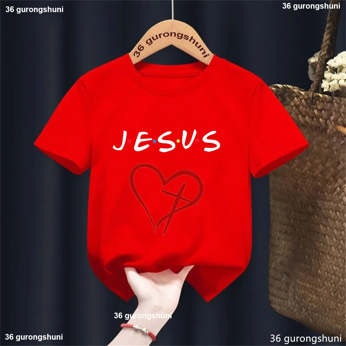 Nueva moda, gran oferta, camiseta con estampado gráfico de amor Jesús, camiseta de regalo para niños y niñas, ropa para niños, camiseta de flores, camisetas Harajuku - imagen 5