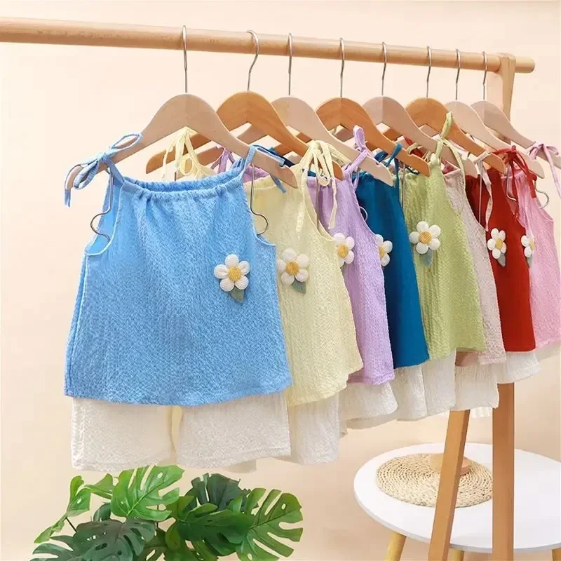 Conjunto de verano para niña chaleco floral y shorts - imagen 5