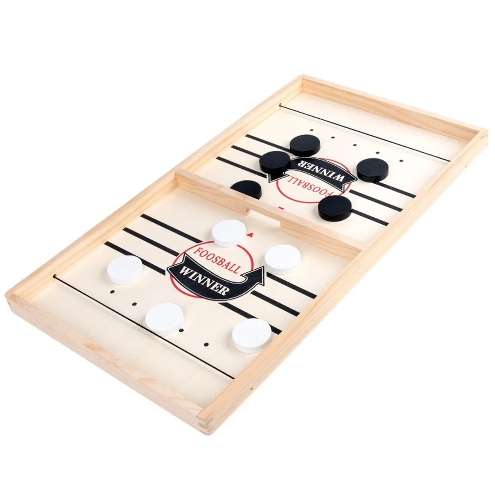 Juego de Puck de eslinga rápido, juegos ganadores de Hockey de mesa de madera, juguetes de ajedrez interactivos para niños y adultos, juego de mesa de batalla de escritorio - imagen 3