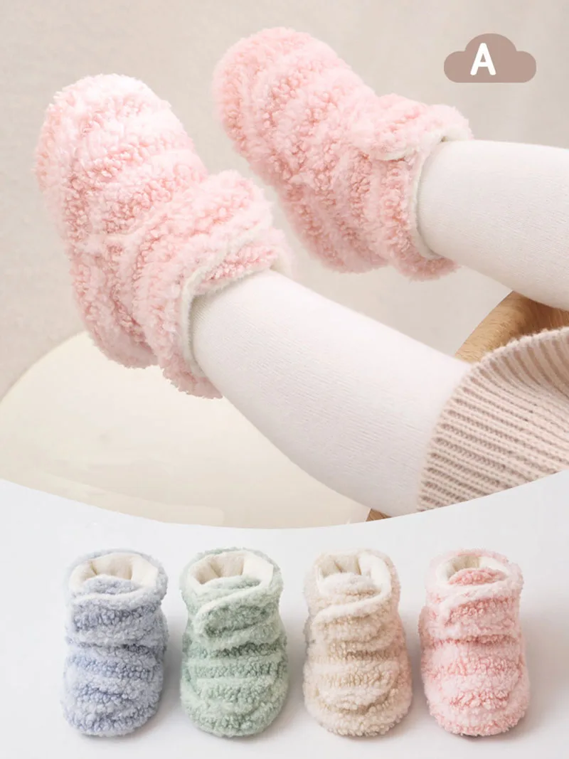 MILANCEL, nuevos zapatos para caminar para bebés, invierno de 0 a 18M, rayas de colores caramelo, zapatos acolchados de lana para niñas, zapatos cálidos para niños pequeños