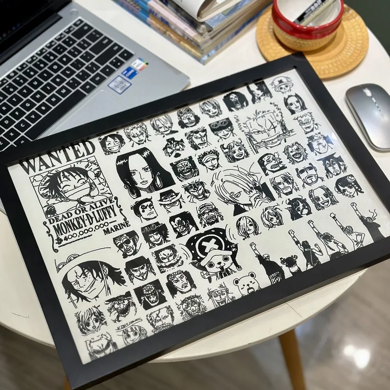 ONE PIECE Luffy DIY Painting Cute Print Art Picture Anime Xuan Paper Magnetic Picture Frame Posters Wall Painting for Bedroom - imagen 4