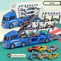blue truck  six cars