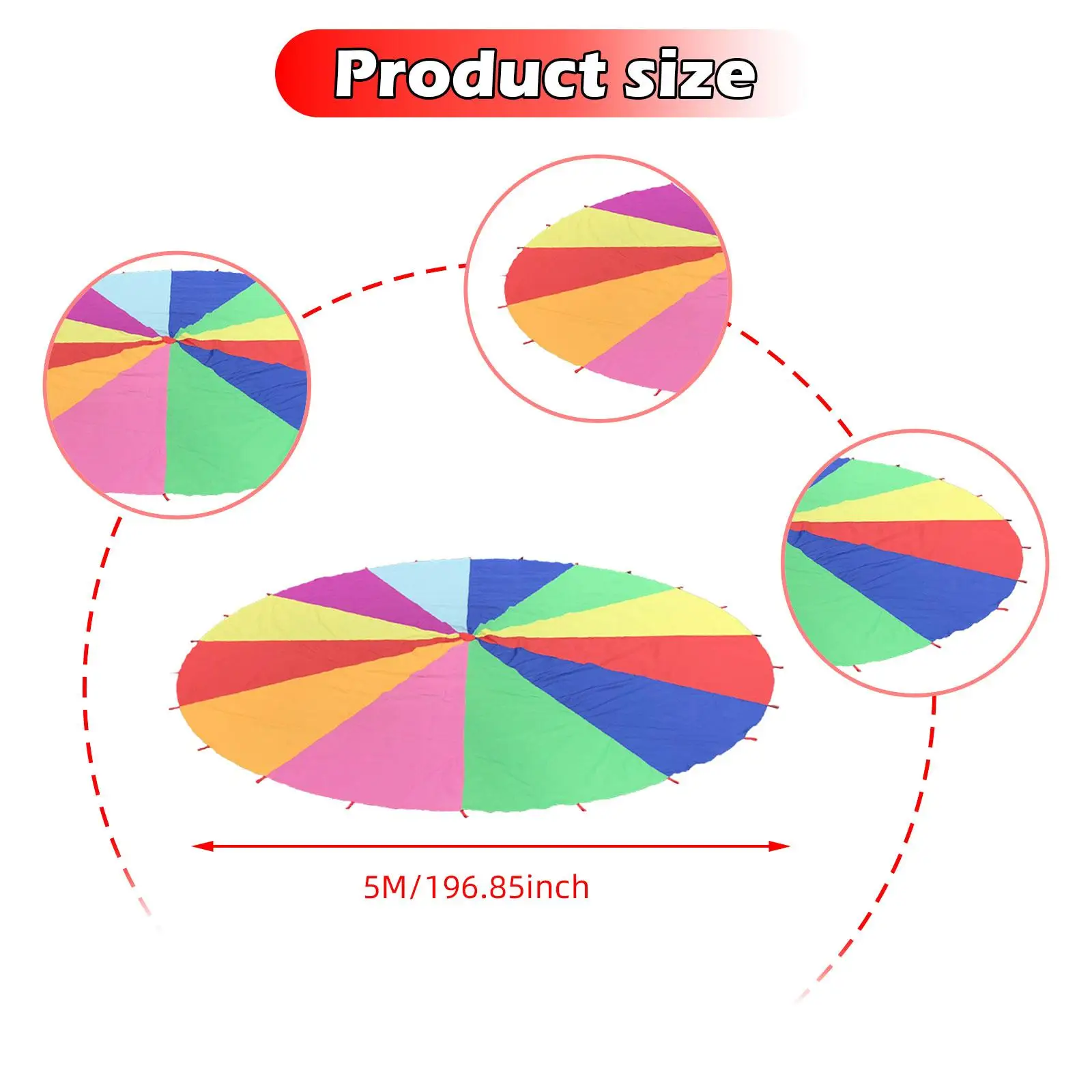 Rainbow Parachute Toy Sensory Training Hand Eye Coordination Color Perception Cooperative Game Team Game Rainbow Umbrella Beach
