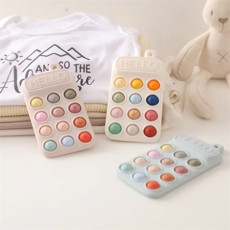 Mordedor de silicona para teléfono para bebé, chupete de juguete para niños, dentición de dibujos animados de silicona para recién nacido, cuidado Dental temprano, encías, palo Molar, juguete para regalo para bebé