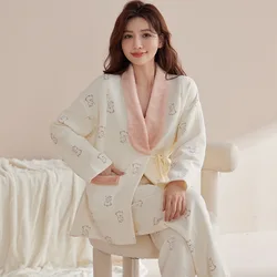 Conjunto de pijama de maternidad y lactancia en algodón acolchado otoño
