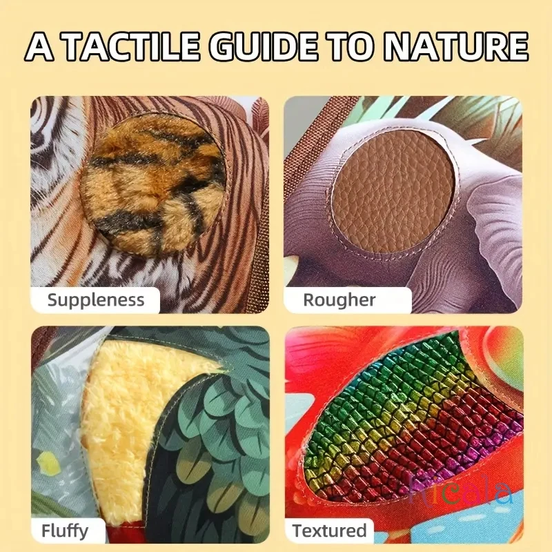 Libro interactivo táctil de animales para bebé, rompecabezas de Aprendizaje Temprano, libro de cuentos de tela con mono tigre, juguetes de desarrollo sensorial, regalo - imagen 5