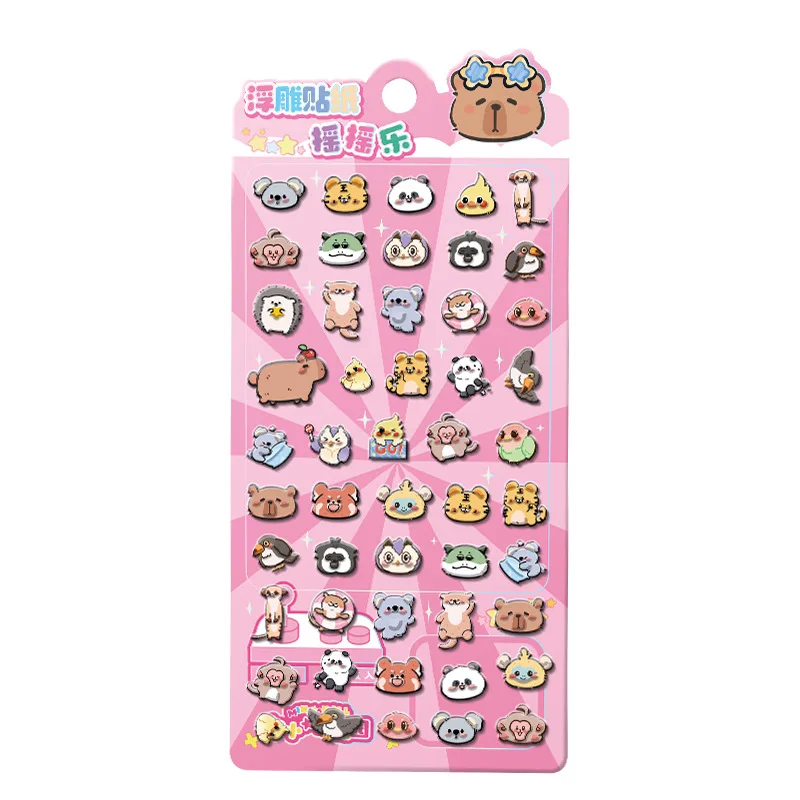 Kapibara-pegatina en relieve 3d, pegatina decorativa divertida para estudiantes, pegatina de cristal transparente impermeable, pegatinas DIY - imagen 5