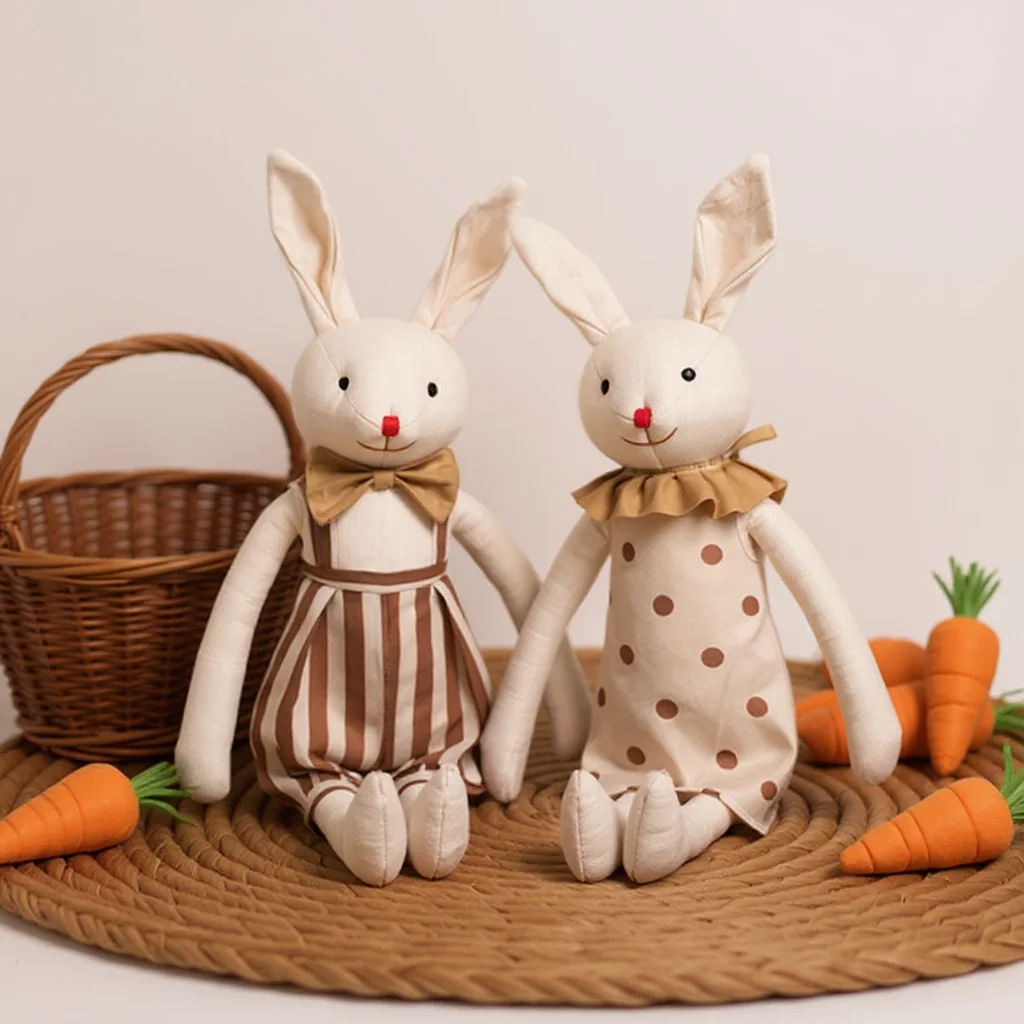 Muñeco de conejito de 1 Uds., muñeca cómoda simulada de tela de algodón y lino, juguete para bebé, regalo de cumpleaños para niños y niñas