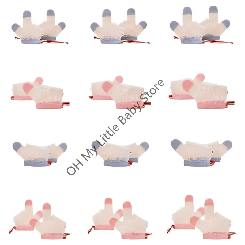 M76C Mitts para bebés ajustables para prevención chupas dedos, guantes protección mano física para bebés 6-24 - imagen 3