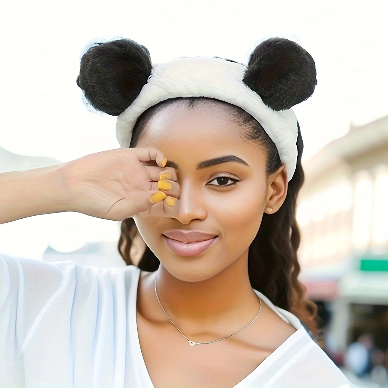 Diadema suave con orejas de Panda, accesorios para el cabello, diadema para ducha, Yoga, disfraz - imagen 5