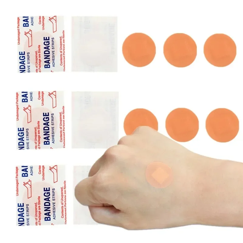 50 unids/set tirita redonda PE yeso primeros auxilios vendajes adhesivos parche en forma de círculo para niños Woundplast Color sólido