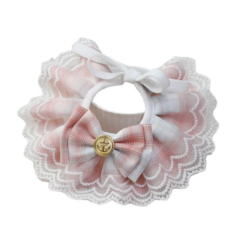 Babero para mascotas, Collar para gatos, decoración a cuadros JK, accesorios para perros, suministros para mascotas de estilo universitario - imagen 4