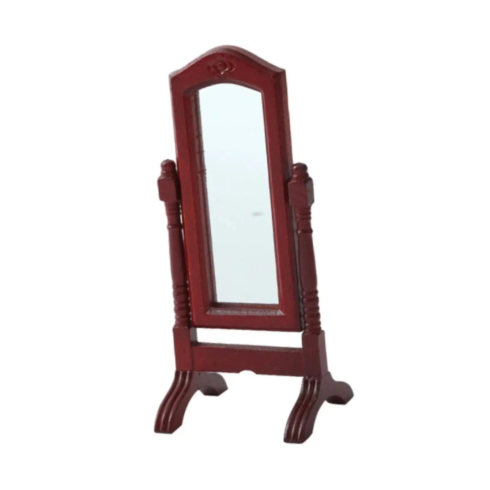 Dollhouse Miniature Dressing Mirror, Wooden 1:12 Scale Doll House Accessories