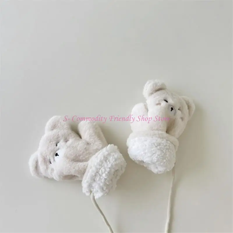 Guantes felpa dibujos animados 85AE/bufanda para cuello para niños 4 a 8T, manoplas cálidas invierno, calentador - imagen 5