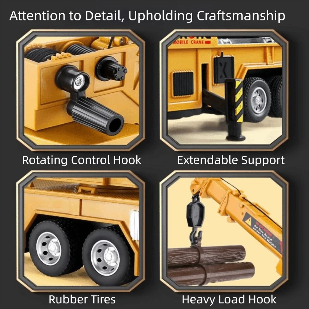 Grúa de aleación, vehículo de rescate, luces de sonido de gran tamaño, camiones de construcción, juguete de inercia, juego eléctrico fundido a presión, rompecabezas de juguete - imagen 3