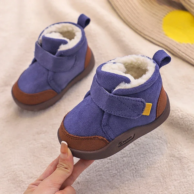 Botas de invierno para bebés y niños, botas de nieve cálidas de felpa para exteriores, botas antideslizantes de fondo suave para niños, zapatos para niños - imagen 5