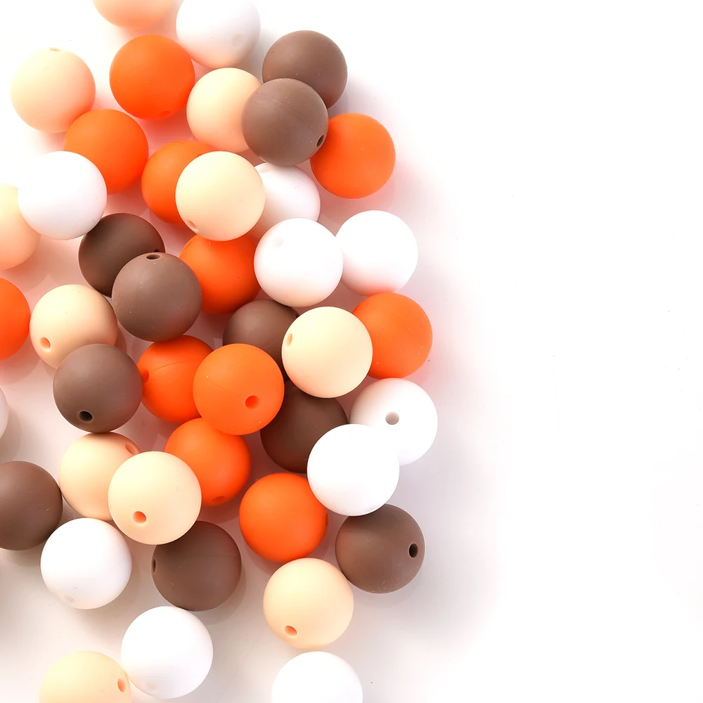 80 Uds. De cuentas redondas de silicona de 15mm de Color sólido, juguete para la dentición, regalos para la ducha de lactancia, accesorios de cadena de chupete - imagen 4
