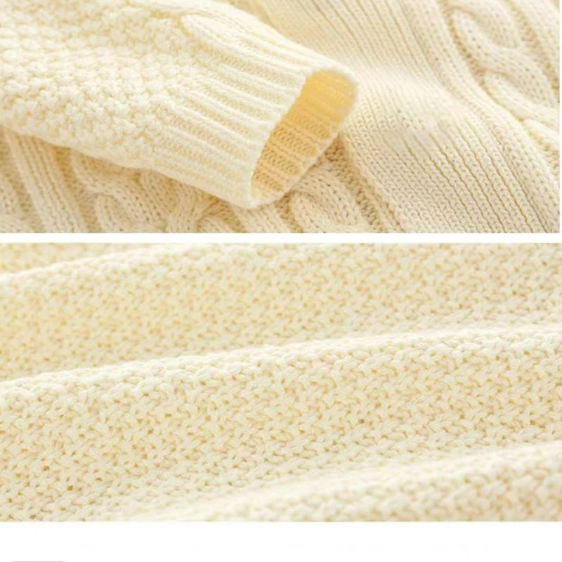 Mameluco de punto para bebé con cuello para niños y niñas, traje para gatear cálido y suave, suave en la piel, antipilling - imagen 3