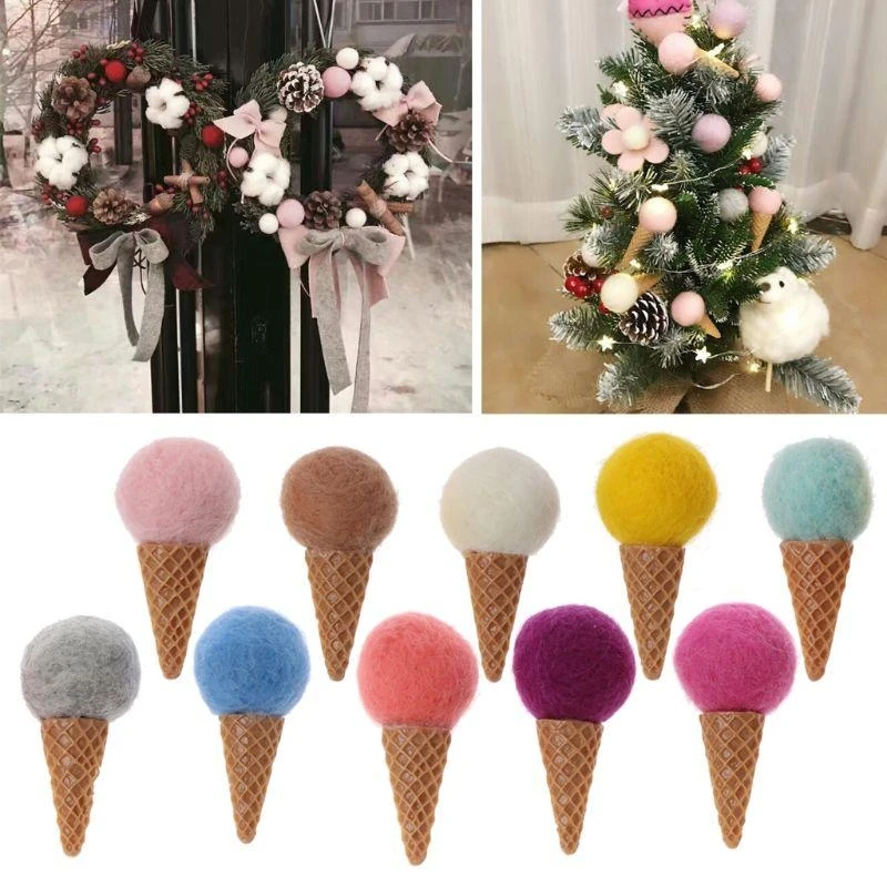 M76C encantadores accesorios para sesión fotos bebés recién nacidos, niños y niñas, fieltro con forma helado 6x3cm