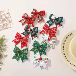 10/40 Uds. Juego de pinzas para el pelo con lazo navideño de 2,4 pulgadas para niñas, horquillas festivas con copos de nieve y Papá Noel, accesorios para el cabello