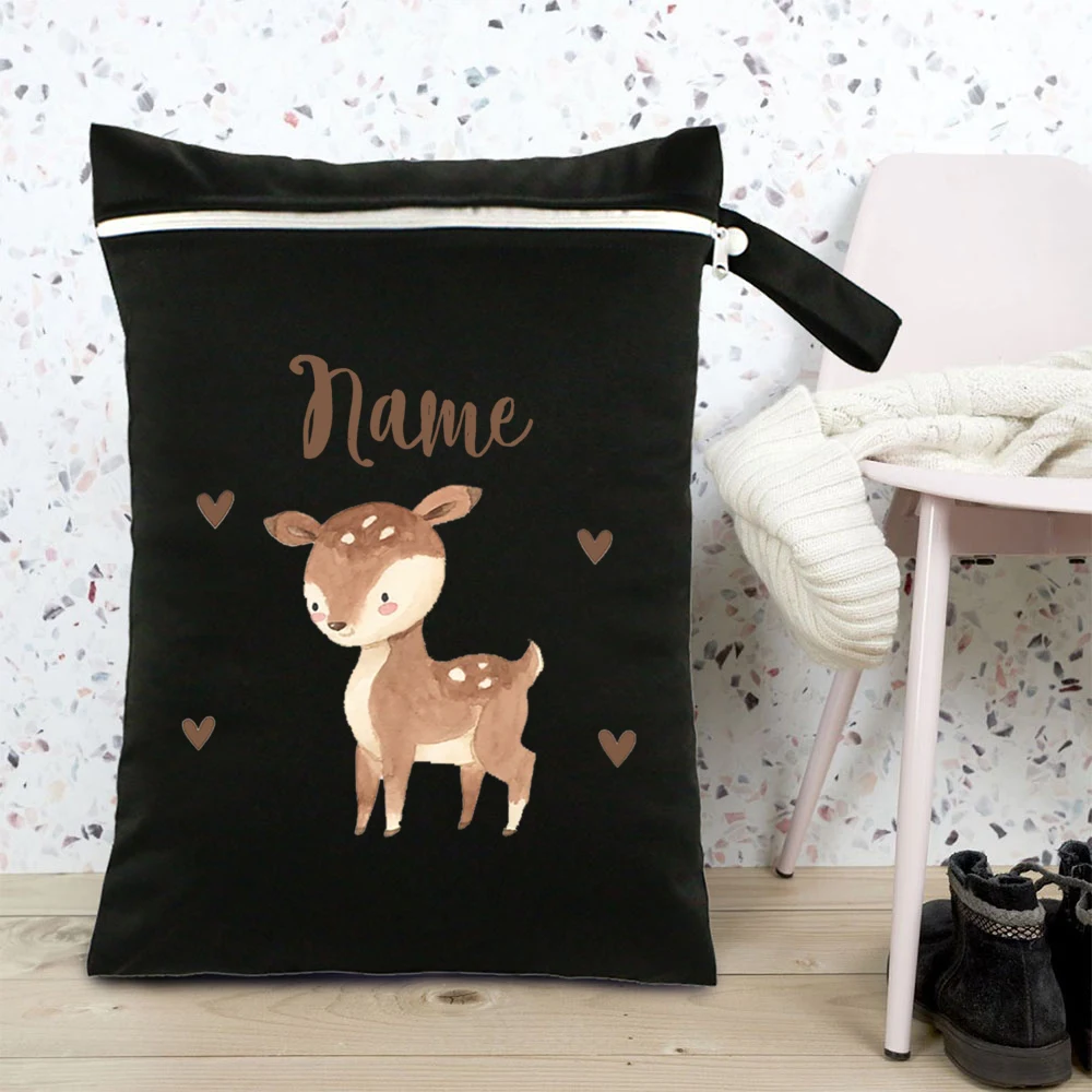 Bolsa de pañales para bebés personalizada, bolsa de pañales húmeda seca impermeable, paquete de transporte de pañales para viajes al aire libre con bolsillo con cremallera - imagen 4