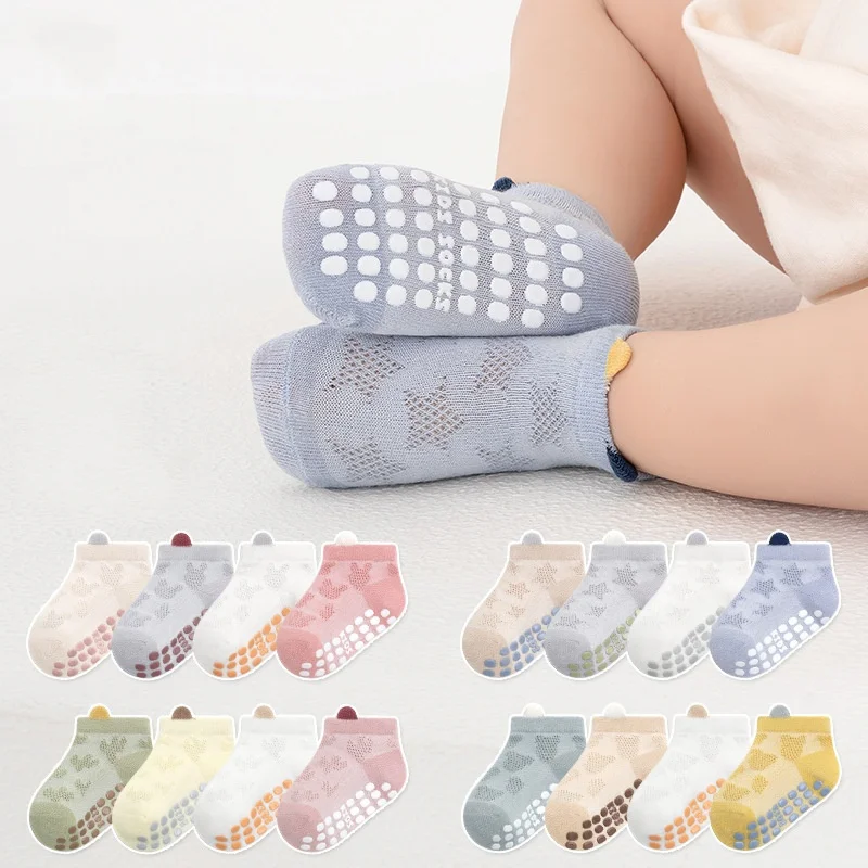 Calcetines antideslizantes de malla fina suaves para bebés y niños