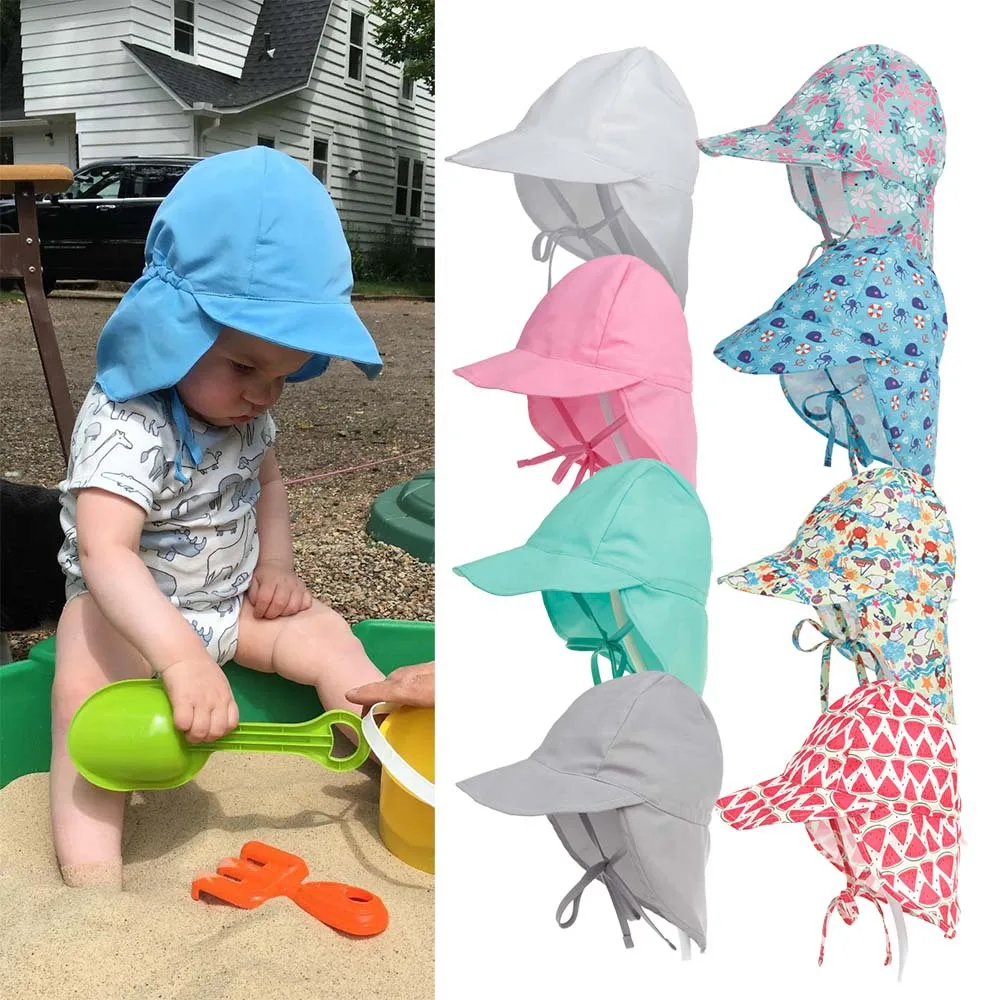 Sombreros de sol para niños de secado rápido con estampado de dibujos animados bonitos para niños ala ancha verano playa protección UV gorras de sol esenciales para exteriores nuevo