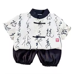 Conjunto de ropa de verano para bebé, traje de camisa y pantalones cortos para niño, chándal informal de moda para niño pequeño, 2 uds./Set