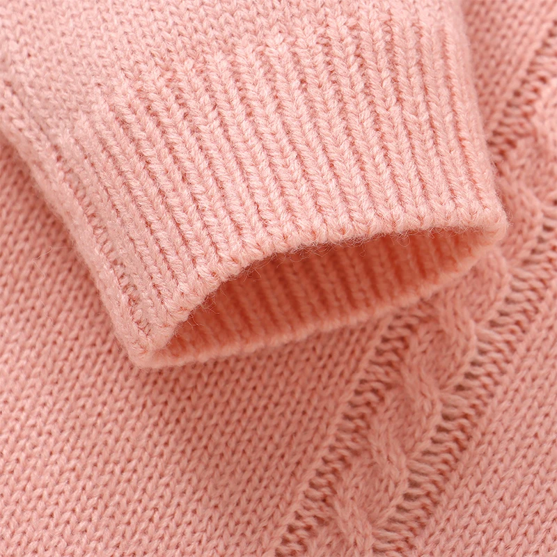 VISgogo-Pelele de punto de manga larga para Bebé y Niño, suéter de Color sólido con cuello redondo, monos para invierno y otoño, 0-18 meses - imagen 4