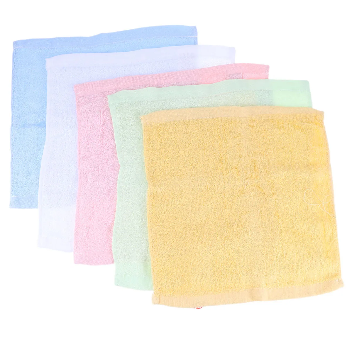 Toallita para bebé de fibra de bambú, babero de muselina suave absorbente de secado rápido, pañuelo para recién nacido, rosa, amarillo, verde, azul y blanco, 5 uds. - imagen 4