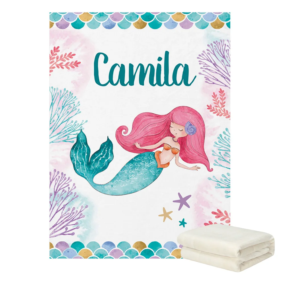 Juego sábana cuna sirena con nombre – manta y almohada personalizadas - imagen 2