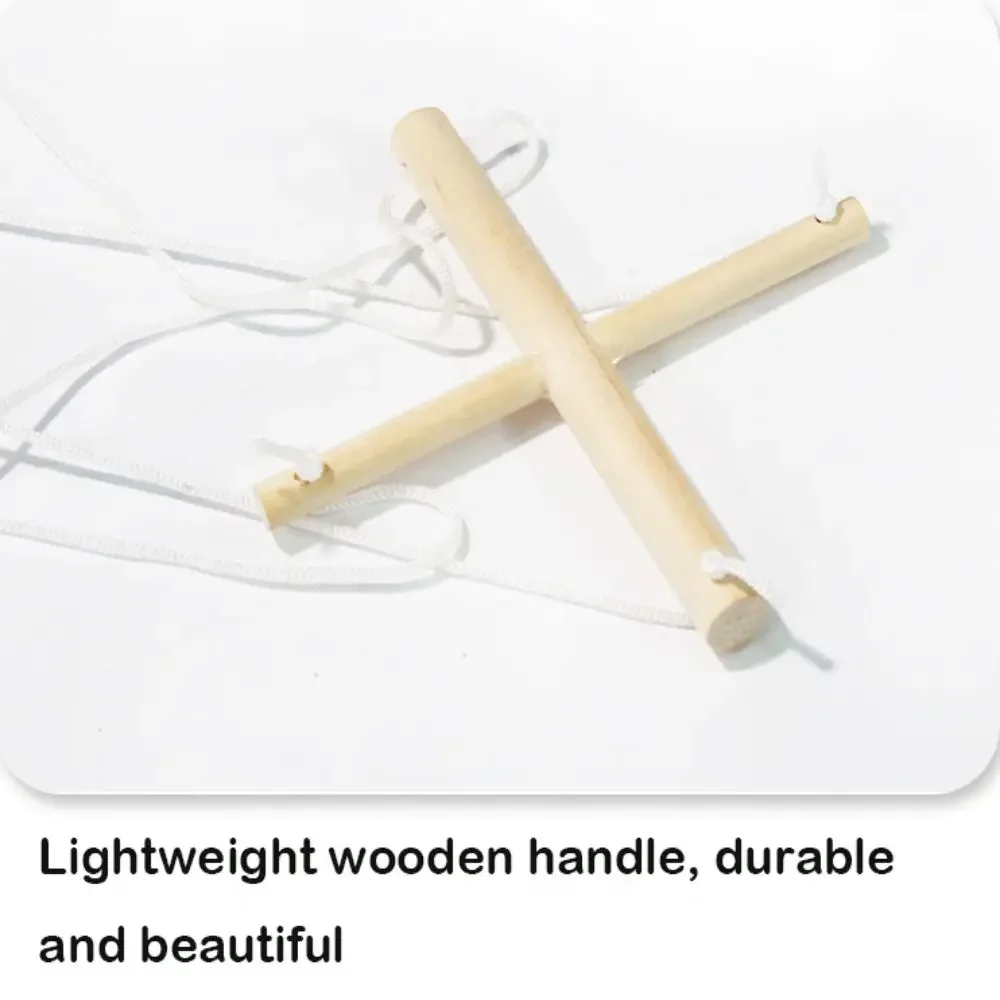 Marioneta de madera de alta calidad para niños pequeños, juguete portátil y duradero, marioneta de payaso con cuerda para tirar - imagen 2