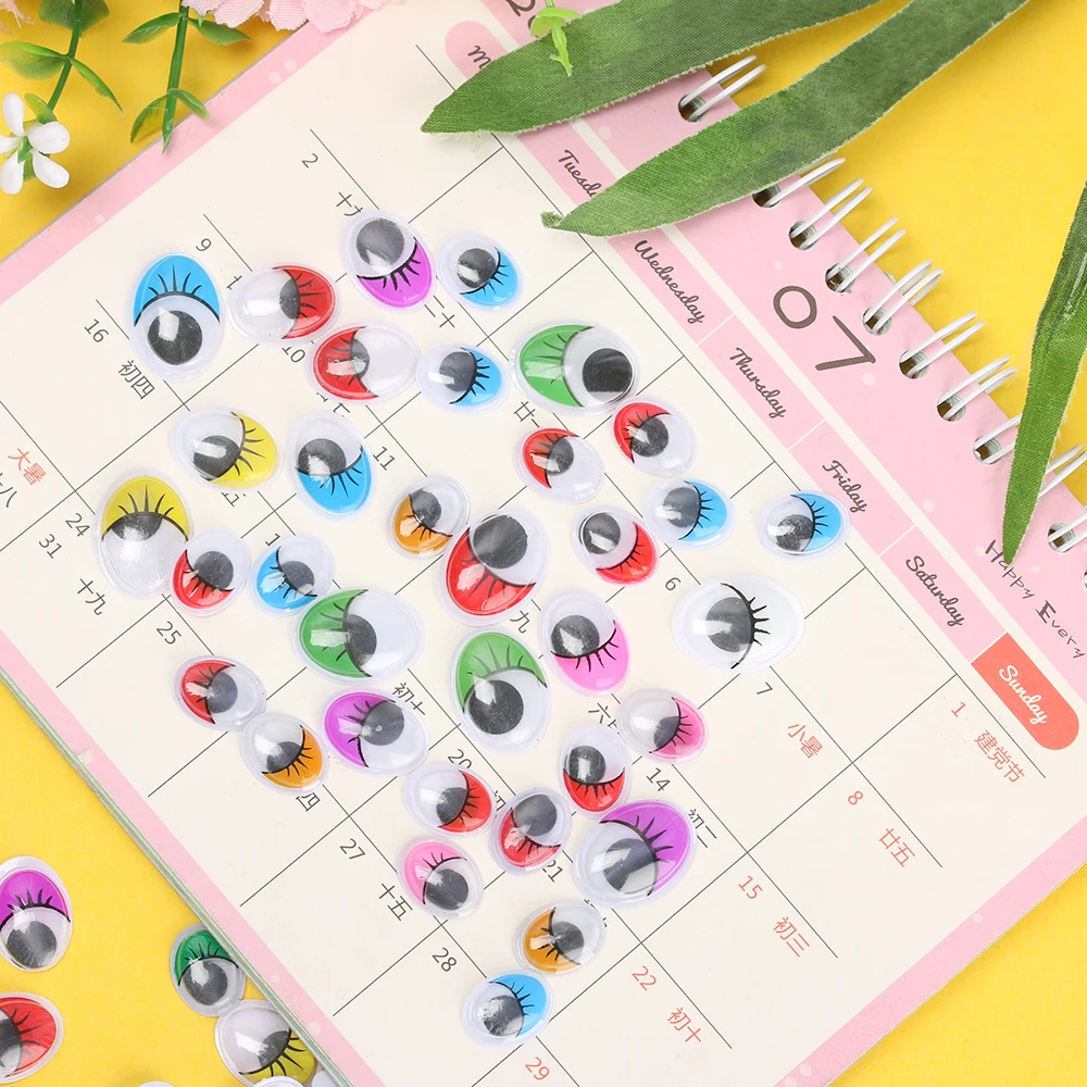 100 Uds. Ojos de animales de plástico Wiggling ojos de muñeca 3D ojos móviles ovalados para juguetes DIY muñecas de peluche accesorios de juguete hechos a mano - imagen 4