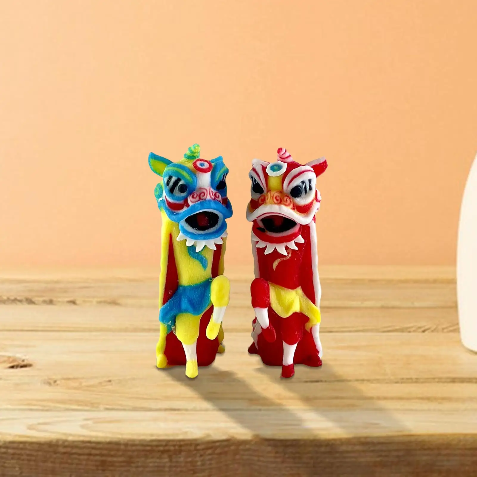 2Pcs 1/64 Scale Lion Dance Figure Tiny People Model for Scenery Landscape